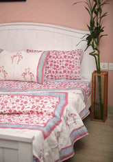 Rosalia Hand Block Print Bedsheet + Comforter